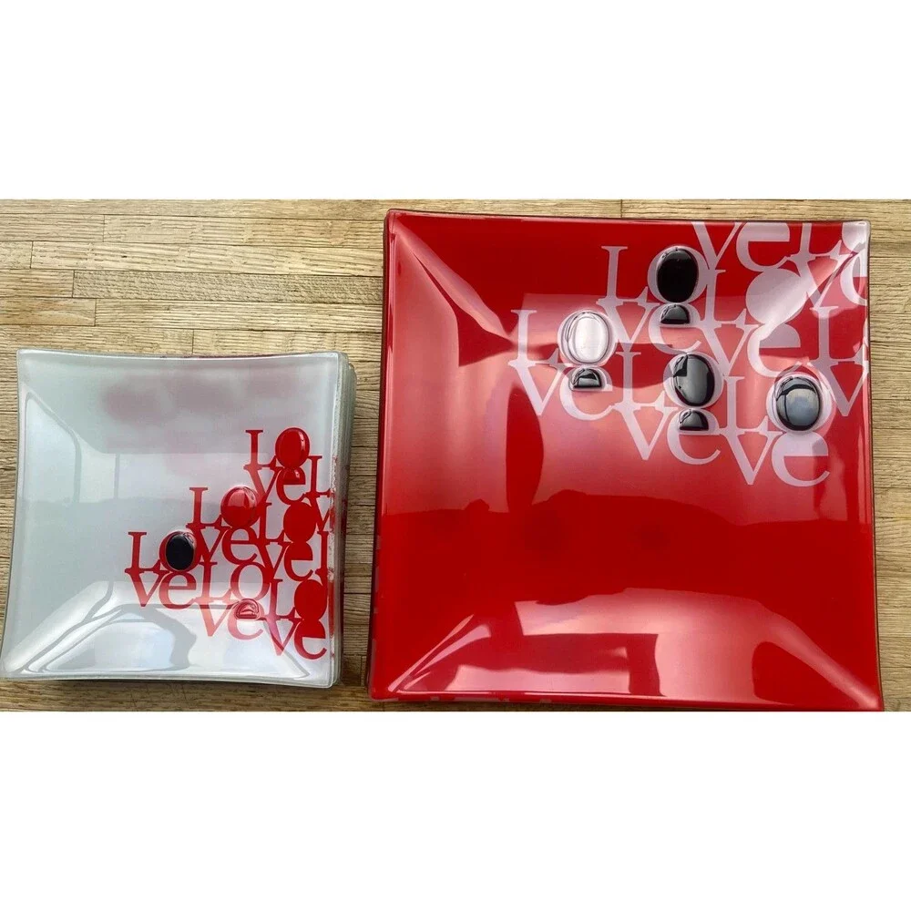 Set of 12 Z-Gallerie Glass Square Plates 2 sizes 12